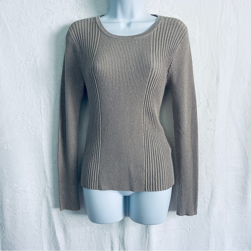 Alfani • Gray Ribbed Crew Neck Sweater